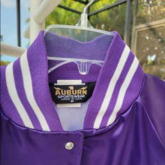 Shiny Purple bomber snap up style jacket with white unicorn on back - Picture 4 of 8